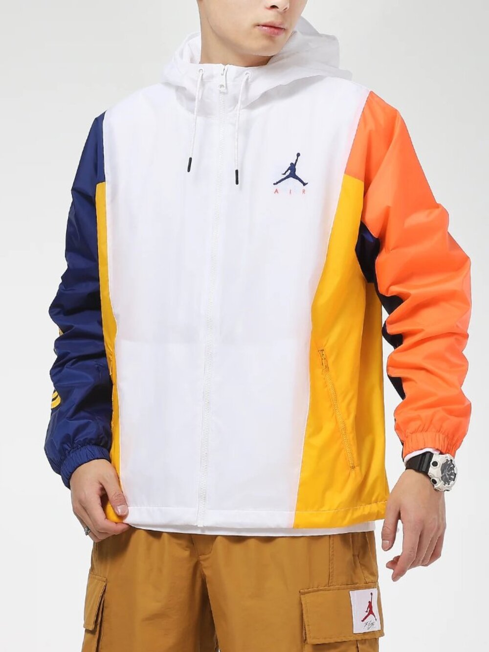 Air Jordan Nike Jumpman Colorblock Hooded Mesh Lined Windbreaker Jacket Zip-Up
